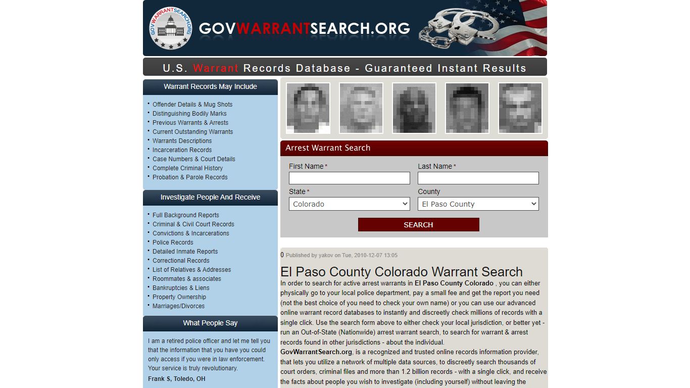 El Paso County Colorado | Warrant Search