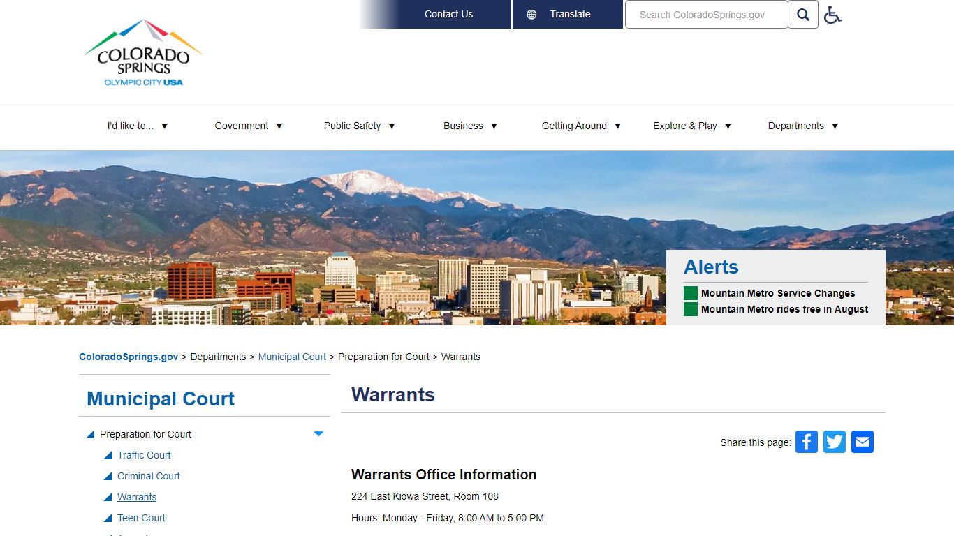 Warrants | Colorado Springs